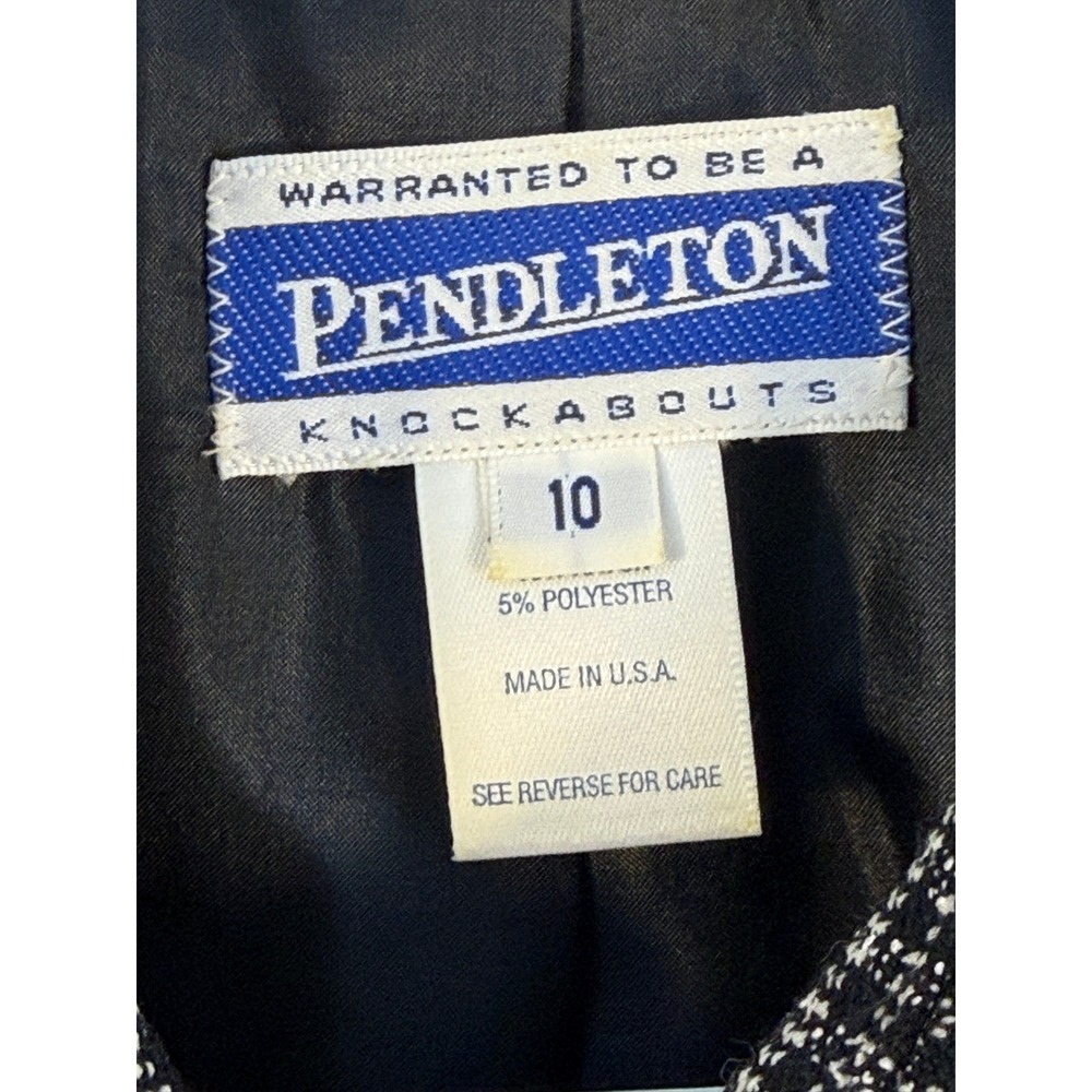 Pendleton Vintage Knockabouts Jacket Womens 10 Black White Wool Zip Micro-check - Picture 3 of 11